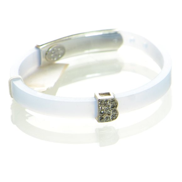 Kirks Folly Crystal Letter Charm Silicone Rubber Waterproof Bracelet - Picture 10 of 10